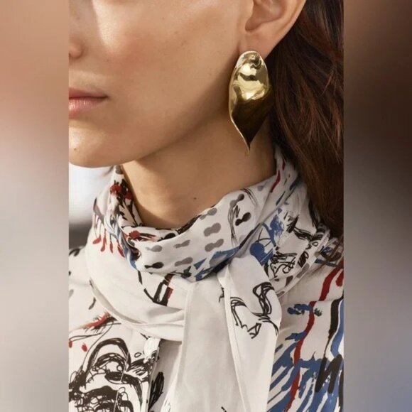 ZARA Oval Earrings elegant luxury Gold ✨✨🔥 NWT - Picture 5 of 8